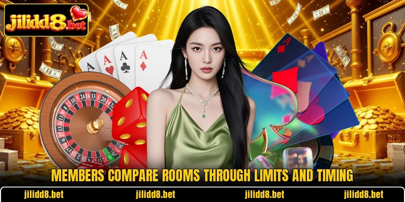 Members compare rooms through limits and timing