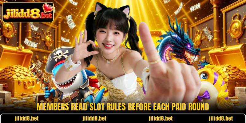 Members read slot rules before each paid round