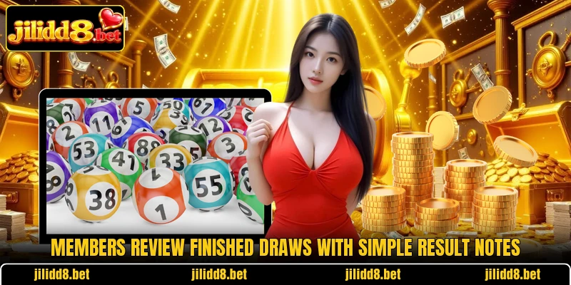 Members review finished draws with simple result notes