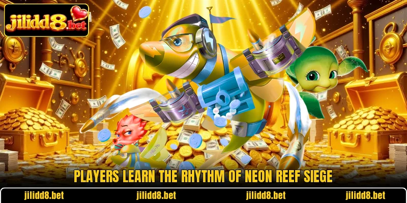 Players learn the rhythm of Neon Reef Siege