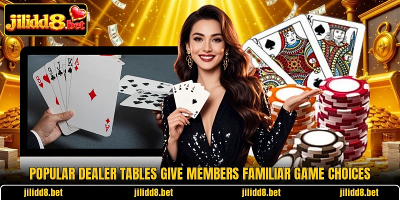 Popular dealer tables give members familiar game choices